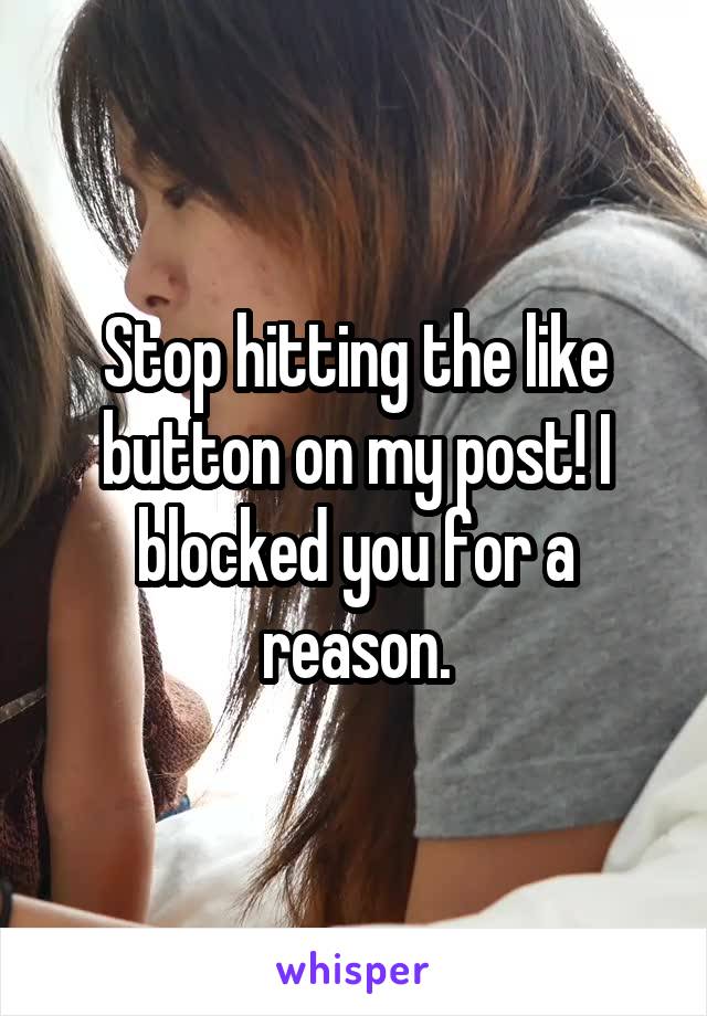 Stop hitting the like button on my post! I blocked you for a reason.