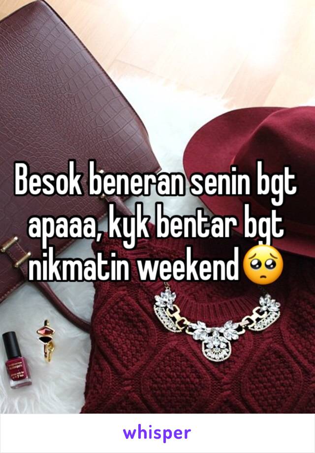 Besok beneran senin bgt apaaa, kyk bentar bgt nikmatin weekend🥺