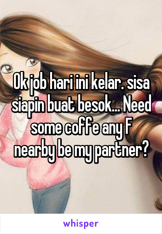 Ok job hari ini kelar. sisa siapin buat besok... Need some coffe any F nearby be my partner?