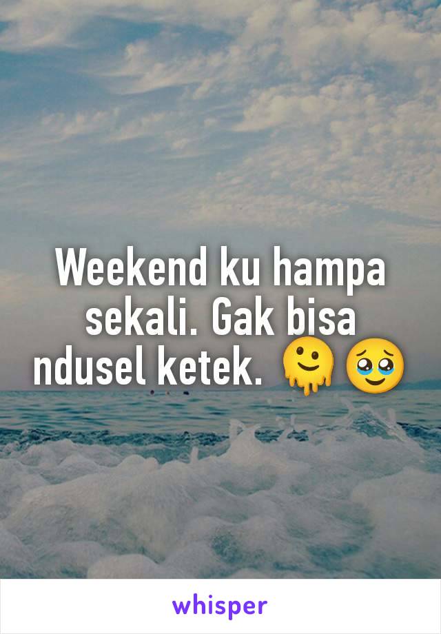 Weekend ku hampa sekali. Gak bisa ndusel ketek. 🫠🥹