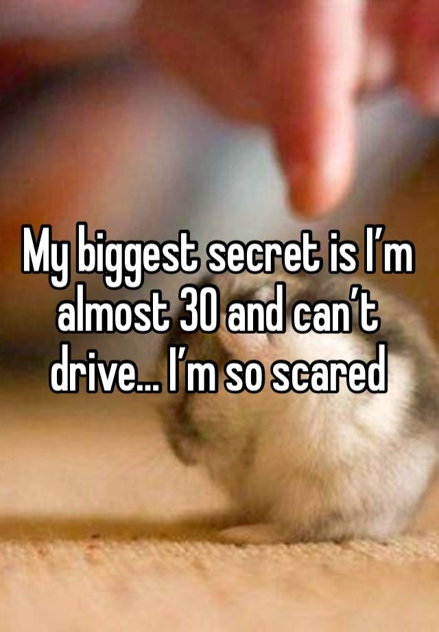 My biggest secret is I’m almost 30 and can’t drive… I’m so scared