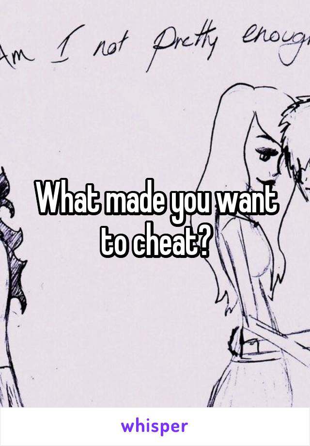 What made you want to cheat?