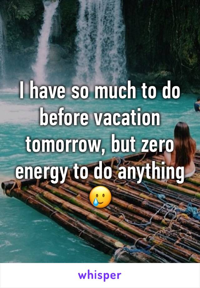 I have so much to do before vacation tomorrow, but zero energy to do anything🥲