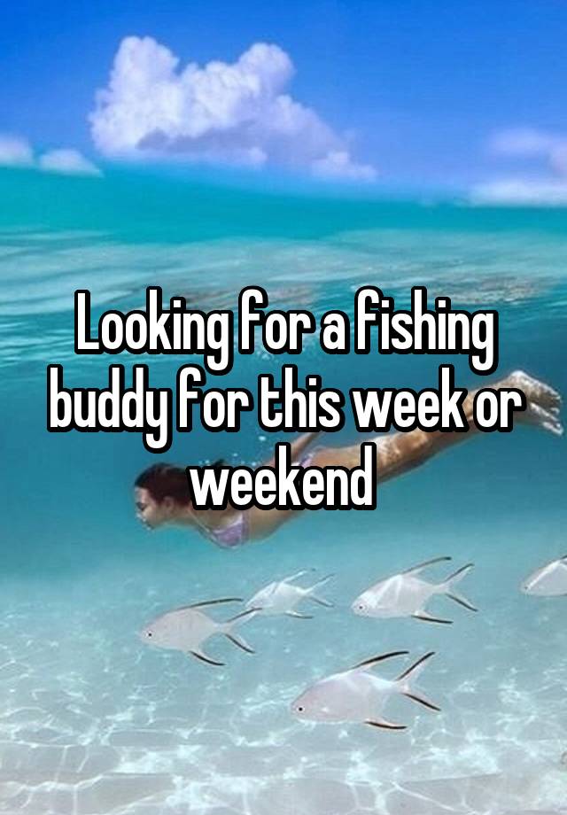 Looking for a fishing buddy for this week or weekend 