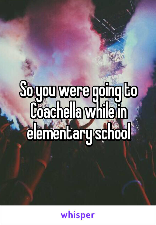 So you were going to Coachella while in elementary school