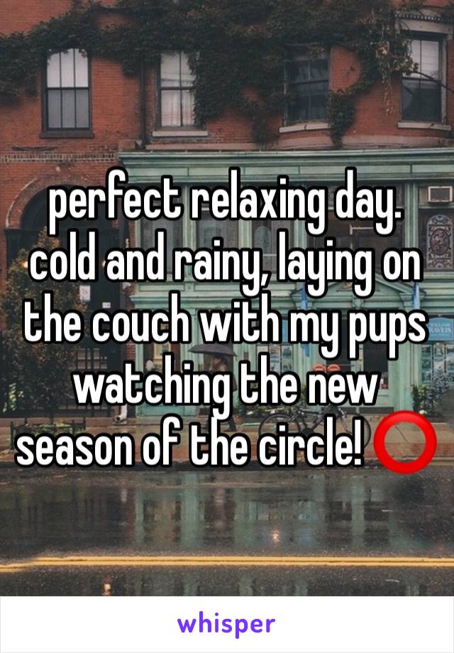 perfect relaxing day. cold and rainy, laying on the couch with my pups watching the new season of the circle! ⭕️ 