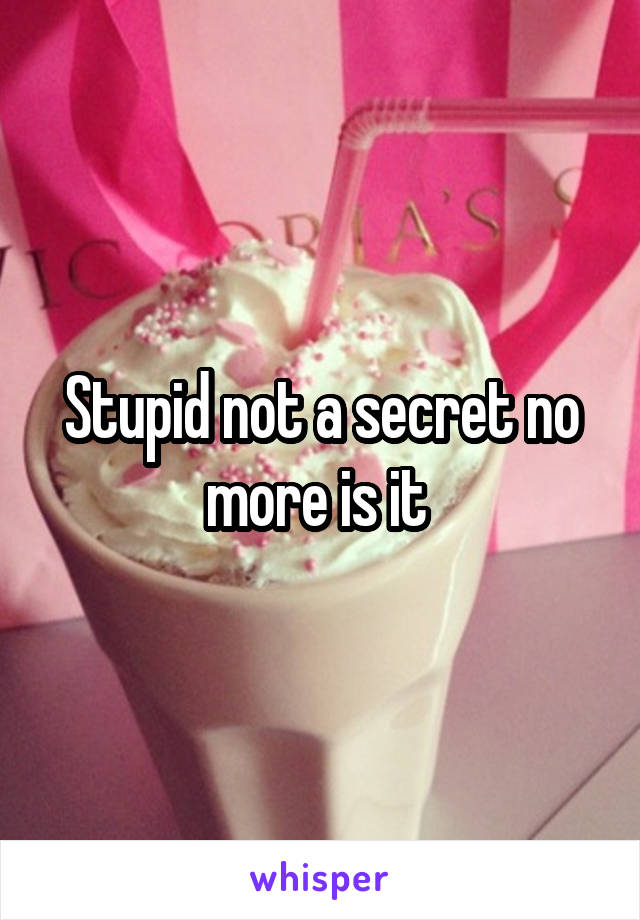 Stupid not a secret no more is it 