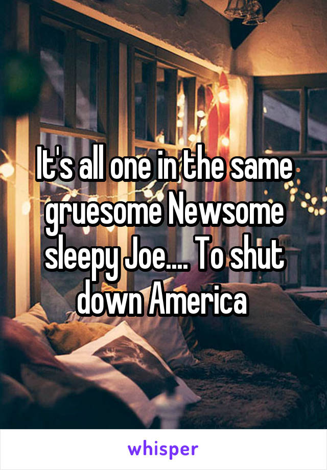 It's all one in the same gruesome Newsome sleepy Joe.... To shut down America 