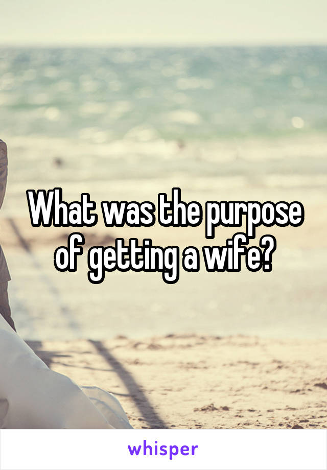 What was the purpose of getting a wife?