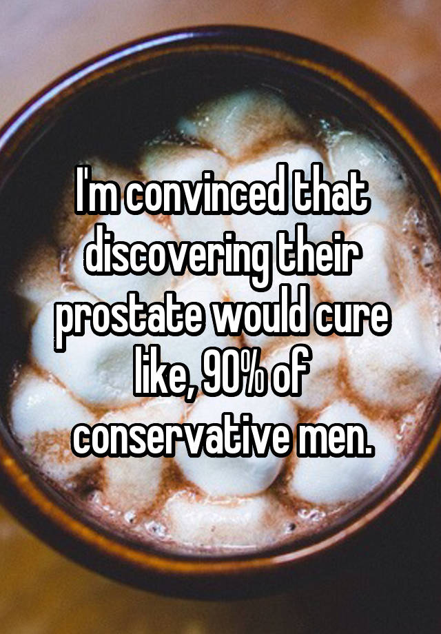 I'm convinced that discovering their prostate would cure like, 90% of conservative men.