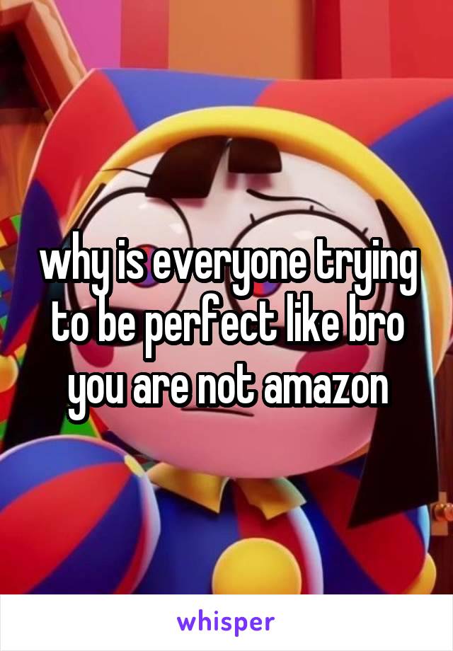 why is everyone trying to be perfect like bro you are not amazon