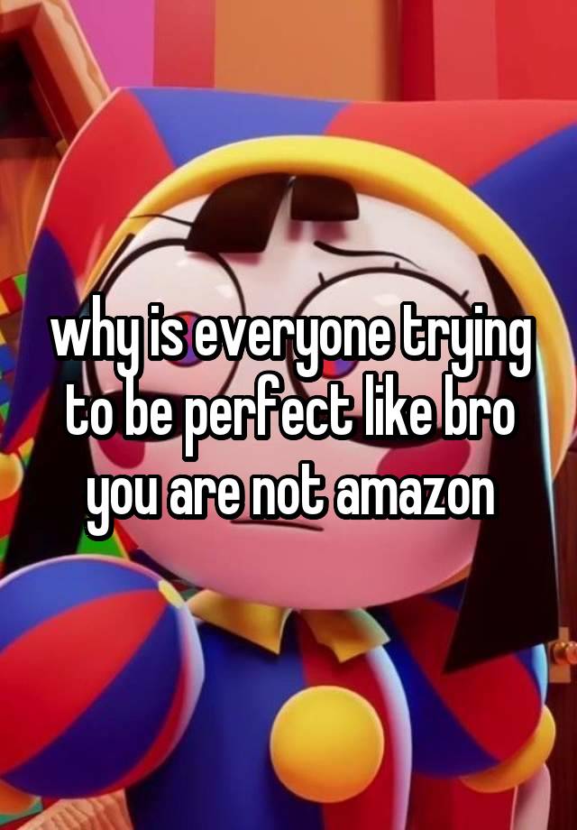 why is everyone trying to be perfect like bro you are not amazon