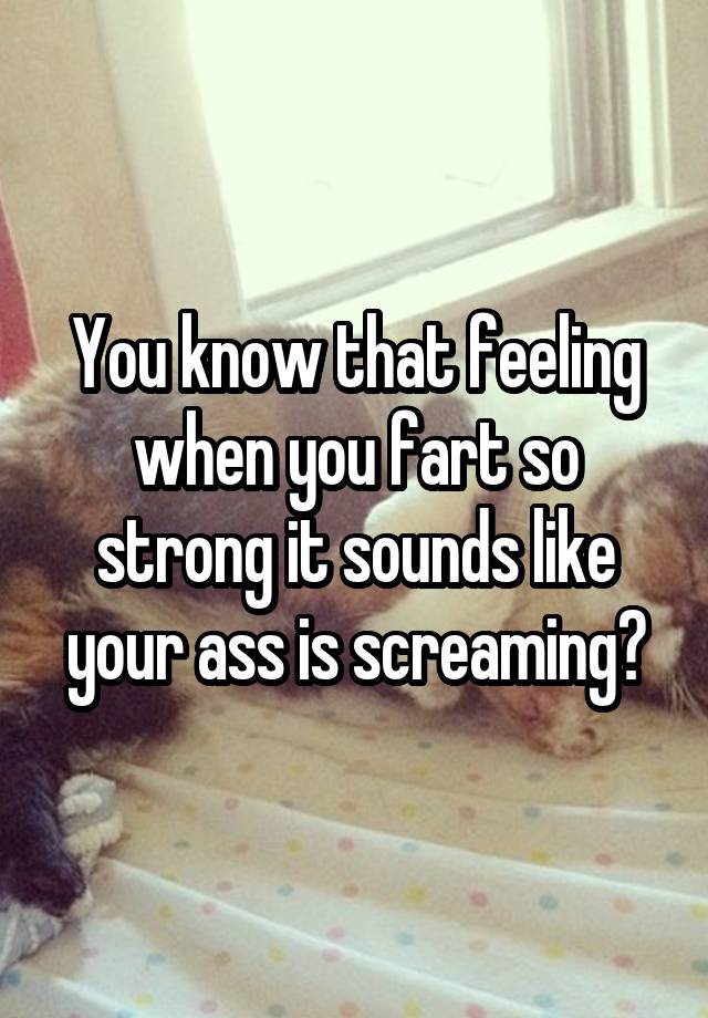 You know that feeling when you fart so strong it sounds like your ass is screaming?