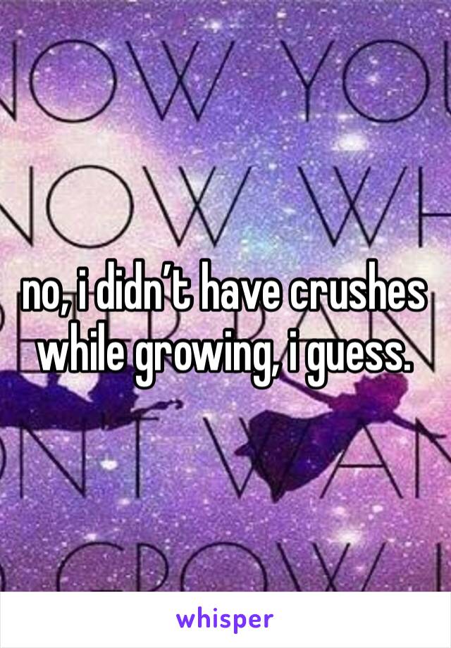 no, i didn’t have crushes while growing, i guess.