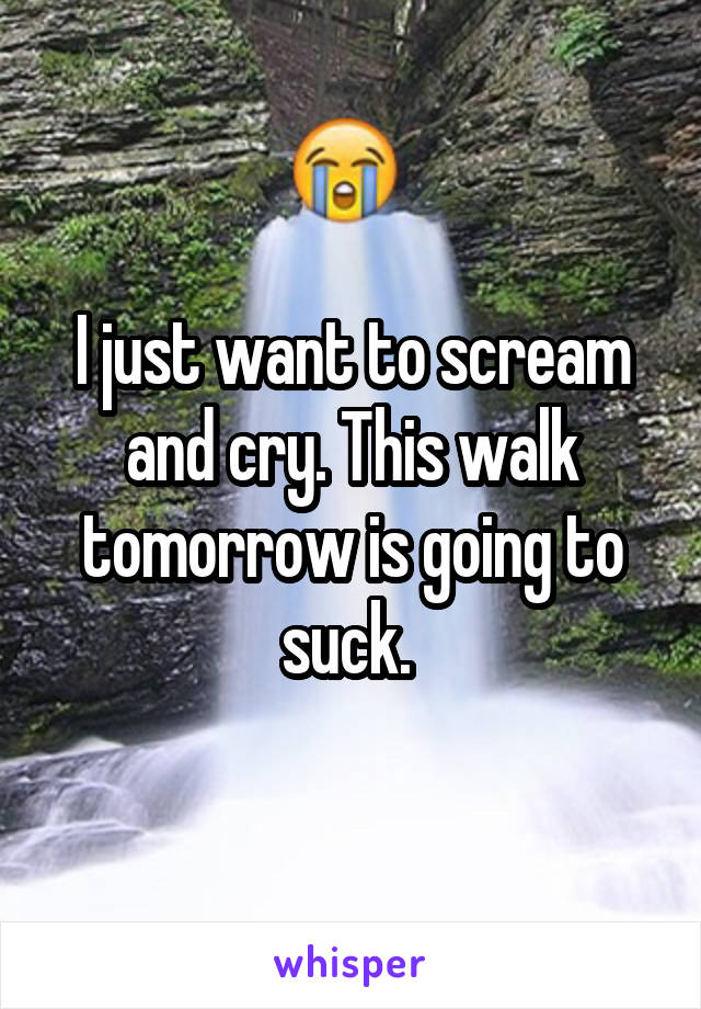 I just want to scream and cry. This walk tomorrow is going to suck. 