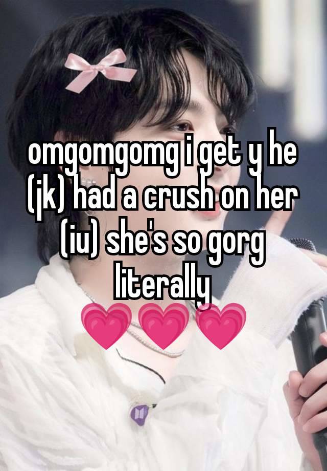 omgomgomg i get y he (jk) had a crush on her (iu) she's so gorg literally
💗💗💗