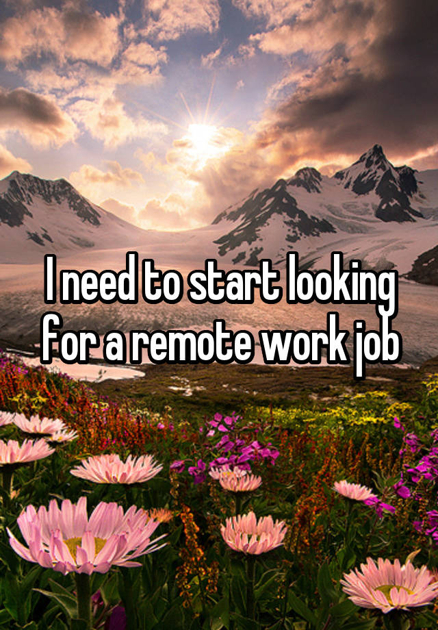 I need to start looking for a remote work job