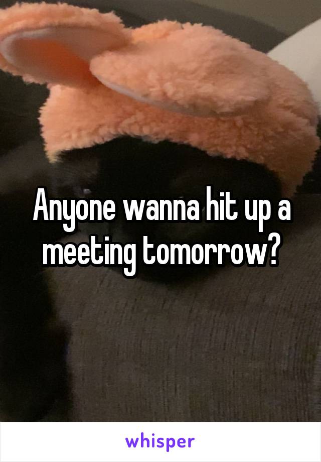 Anyone wanna hit up a meeting tomorrow?