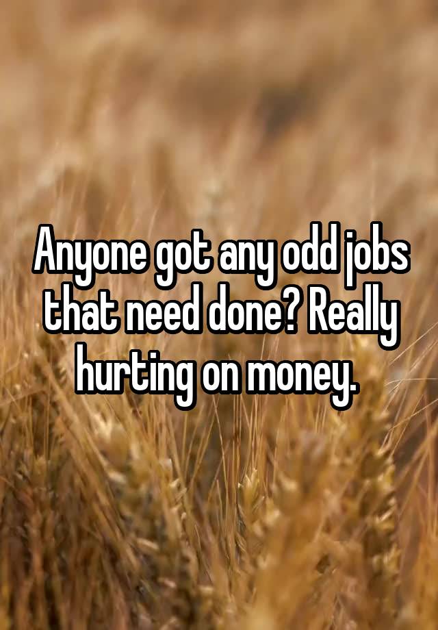 Anyone got any odd jobs that need done? Really hurting on money. 