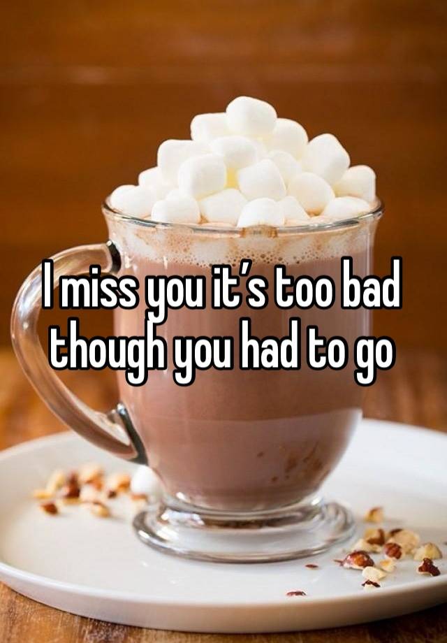 I miss you it’s too bad though you had to go 