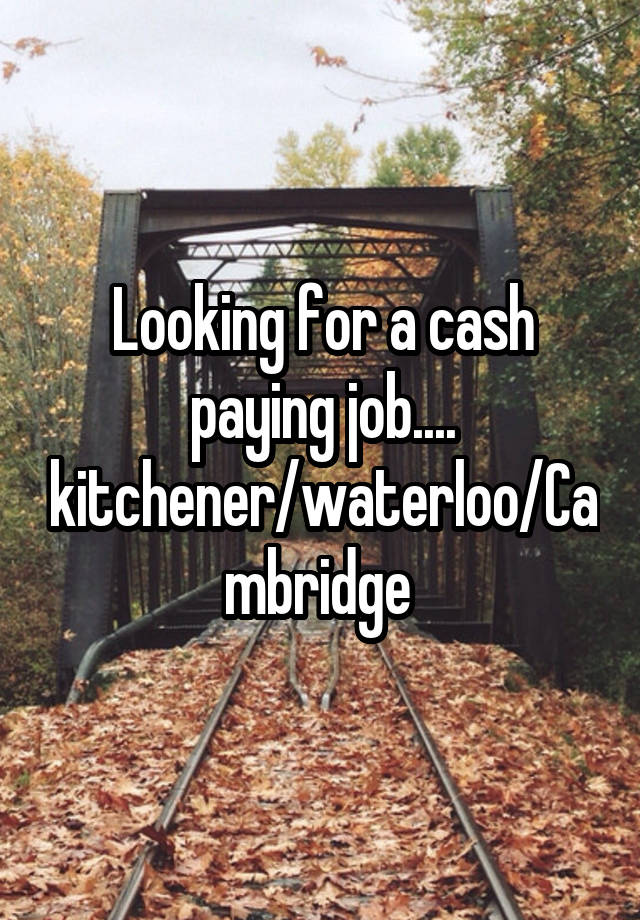 Looking for a cash paying job.... kitchener/waterloo/Cambridge 