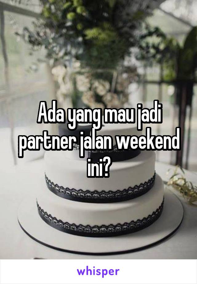 Ada yang mau jadi partner jalan weekend ini?