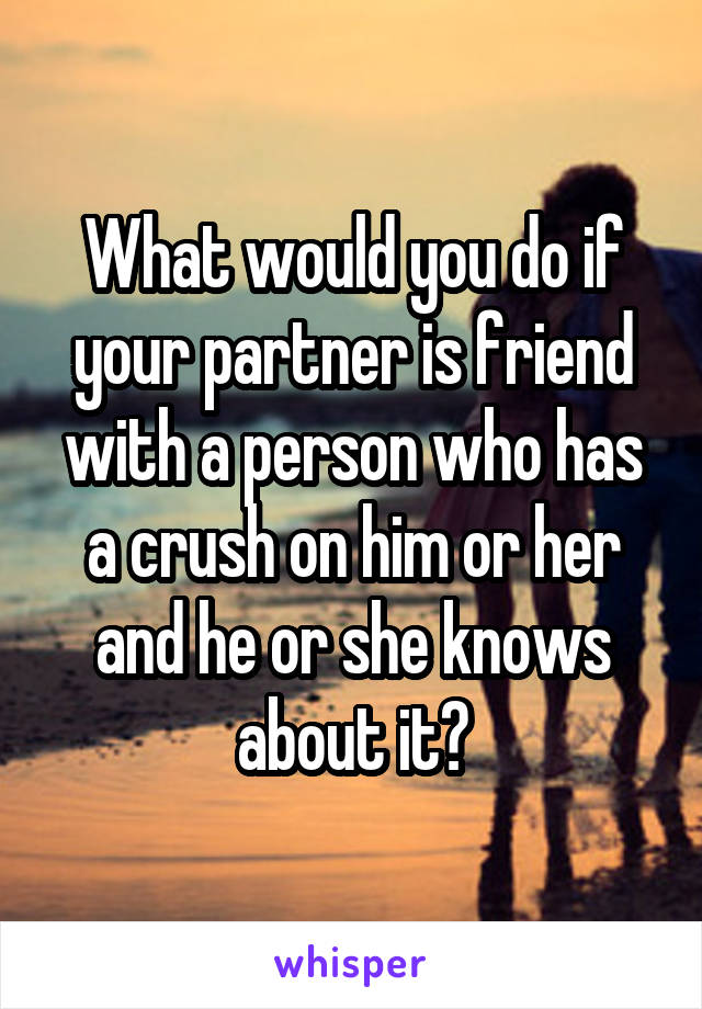 What would you do if your partner is friend with a person who has a crush on him or her and he or she knows about it?