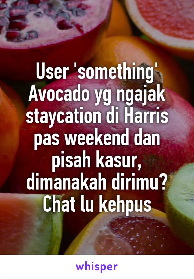 User 'something' Avocado yg ngajak staycation di Harris pas weekend dan pisah kasur, dimanakah dirimu? Chat lu kehpus