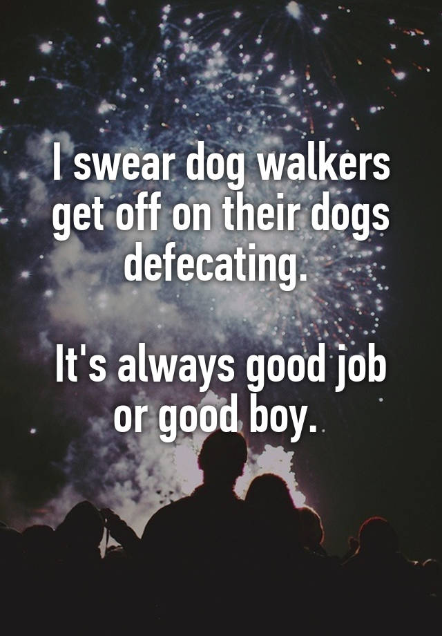 I swear dog walkers get off on their dogs defecating. 

It's always good job or good boy. 
