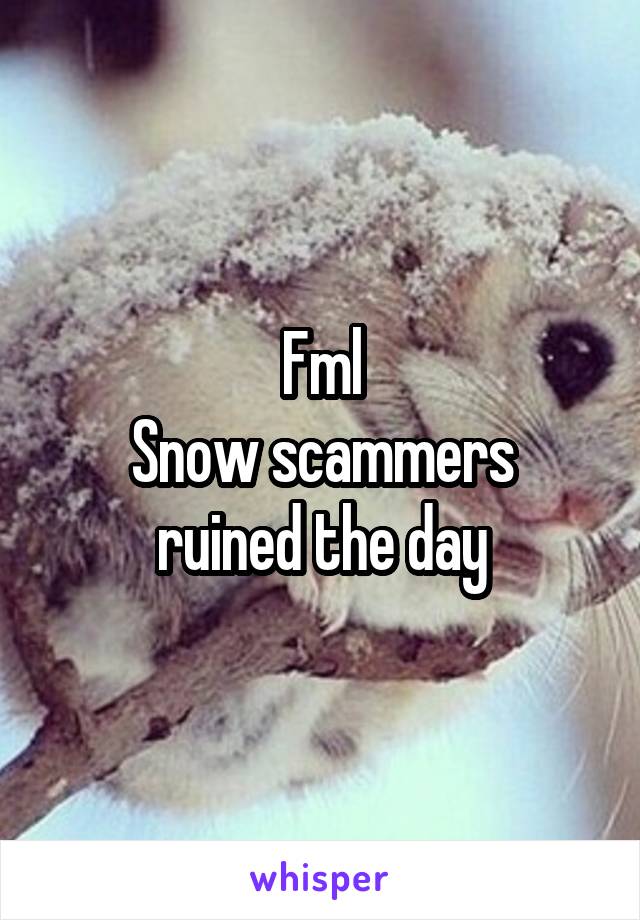 Fml
Snow scammers ruined the day