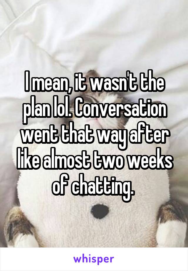 I mean, it wasn't the plan lol. Conversation went that way after like almost two weeks of chatting. 