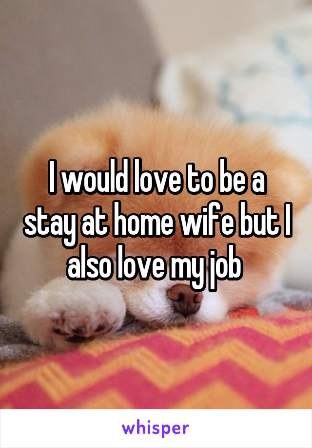 I would love to be a stay at home wife but I also love my job 