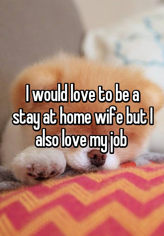 I would love to be a stay at home wife but I also love my job 