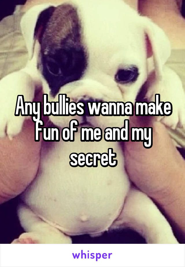 Any bullies wanna make fun of me and my secret