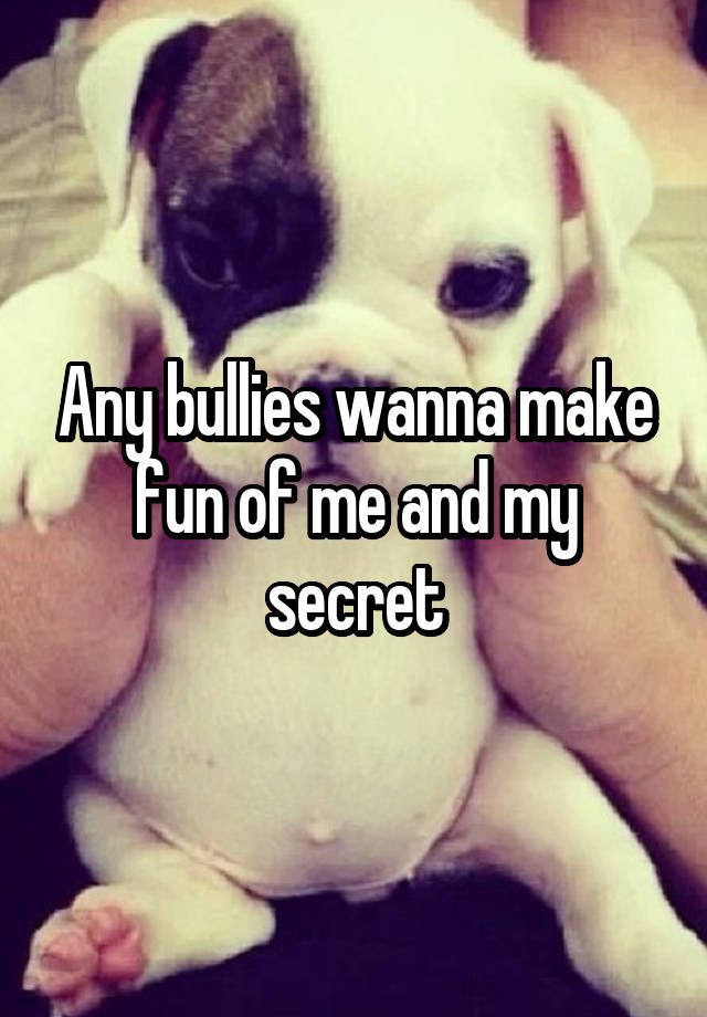 Any bullies wanna make fun of me and my secret