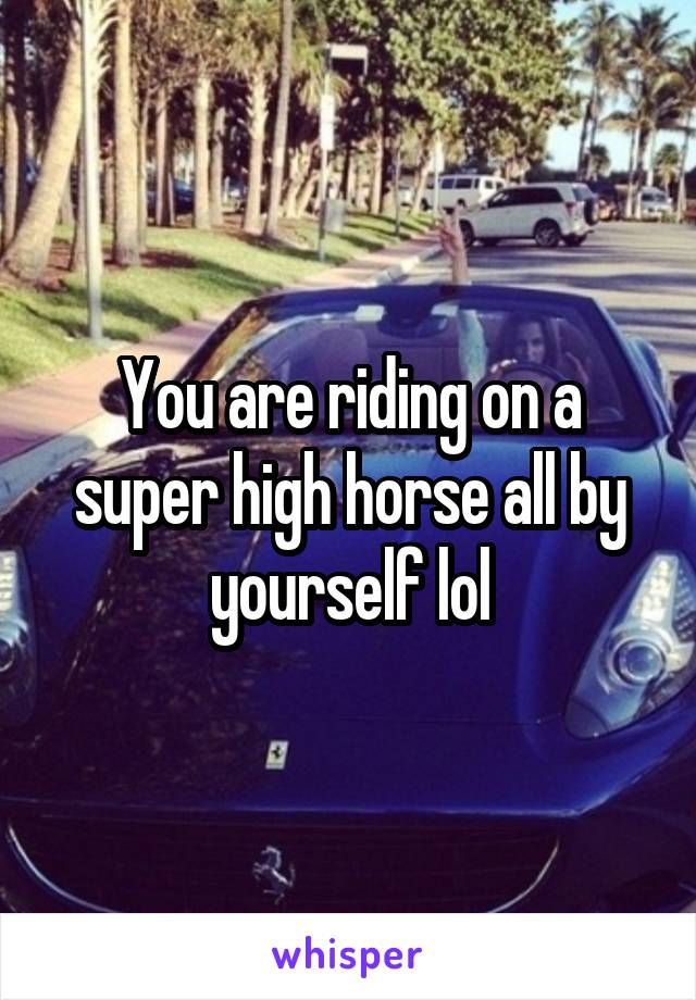 You are riding on a super high horse all by yourself lol