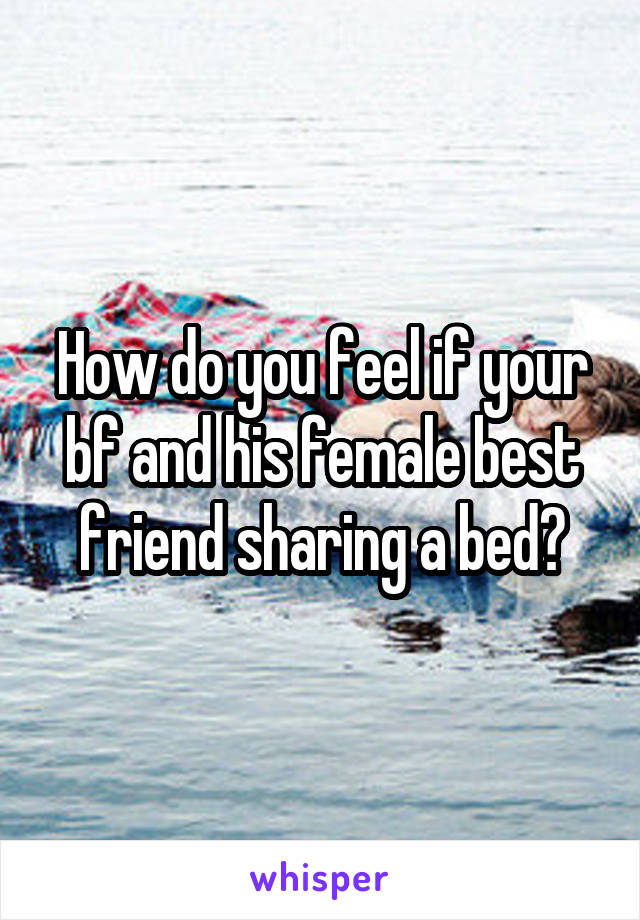 How do you feel if your bf and his female best friend sharing a bed?