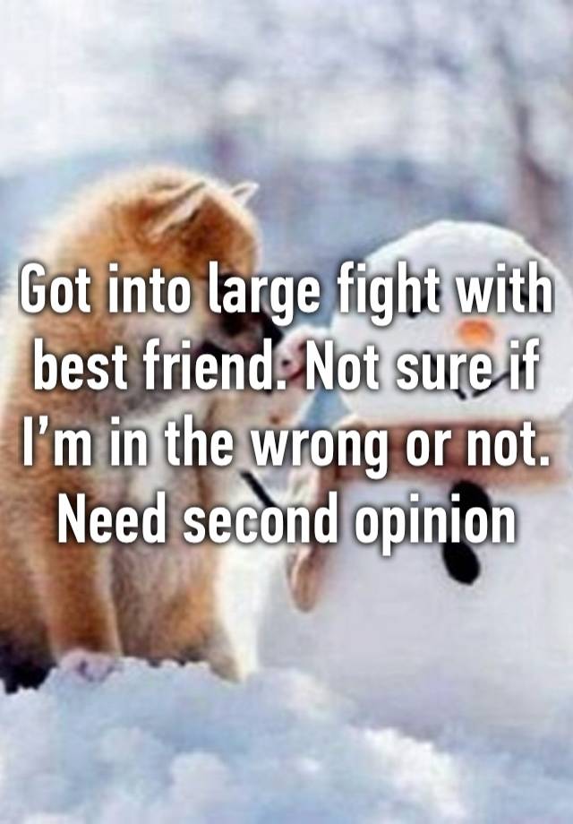 Got into large fight with best friend. Not sure if I’m in the wrong or not. Need second opinion 