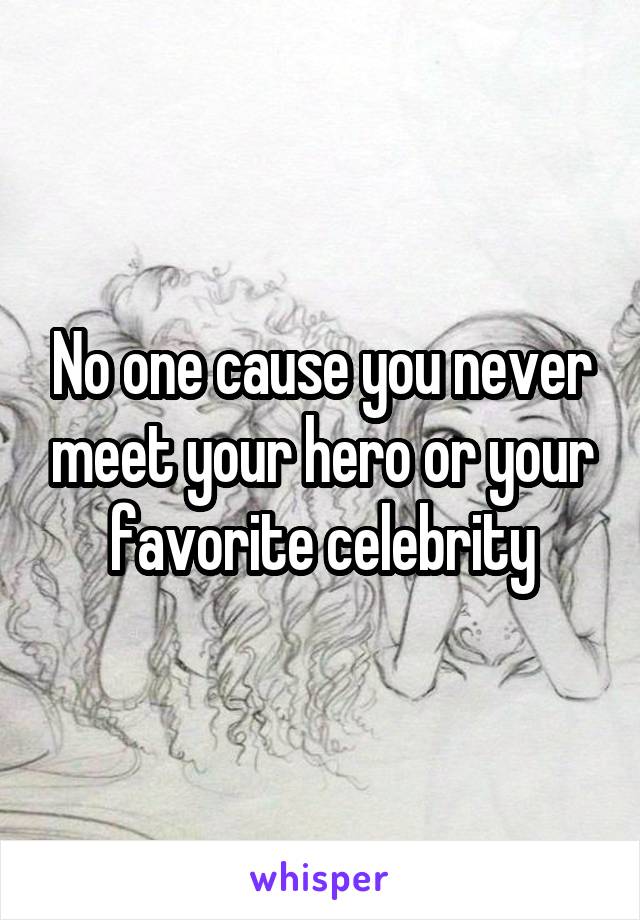 No one cause you never meet your hero or your favorite celebrity