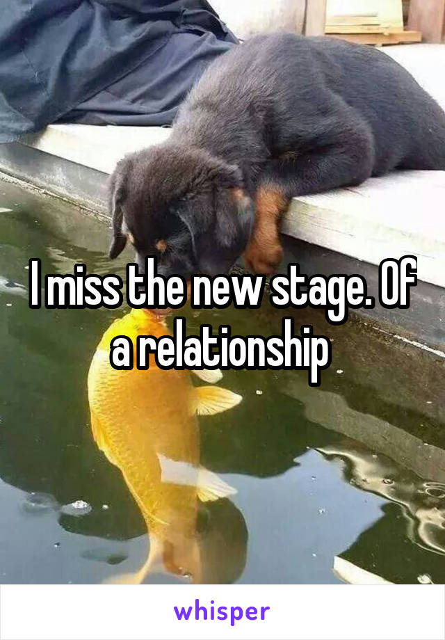 I miss the new stage. Of a relationship 