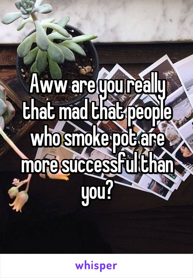Aww are you really that mad that people who smoke pot are more successful than you?