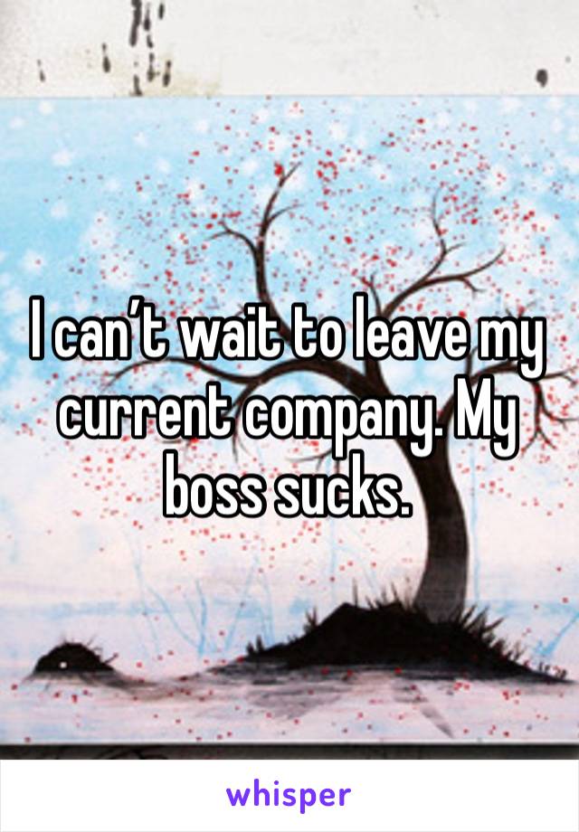I can’t wait to leave my current company. My boss sucks.