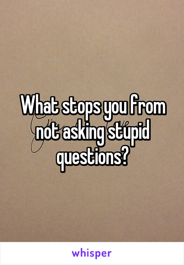 What stops you from not asking stupid questions?