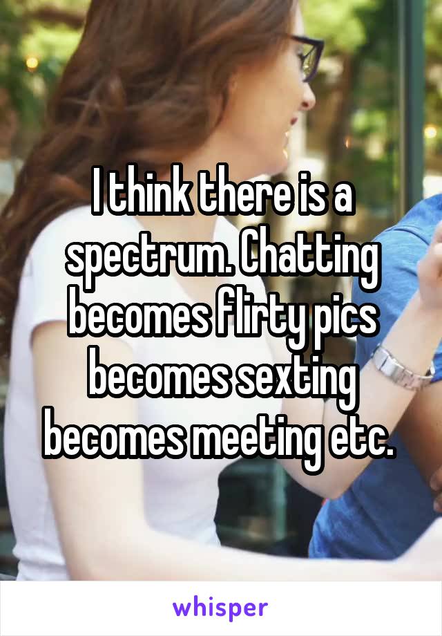 I think there is a spectrum. Chatting becomes flirty pics becomes sexting becomes meeting etc. 