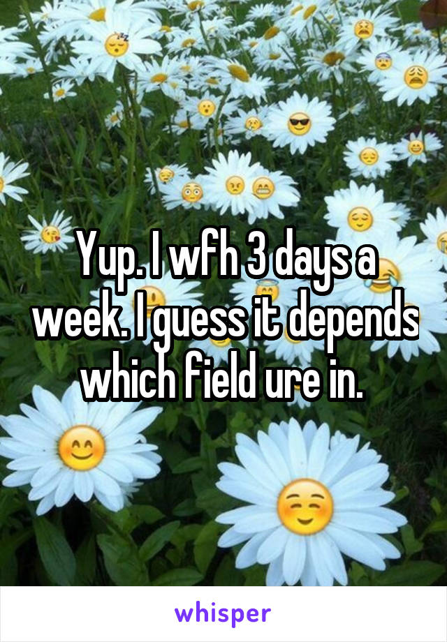 Yup. I wfh 3 days a week. I guess it depends which field ure in. 