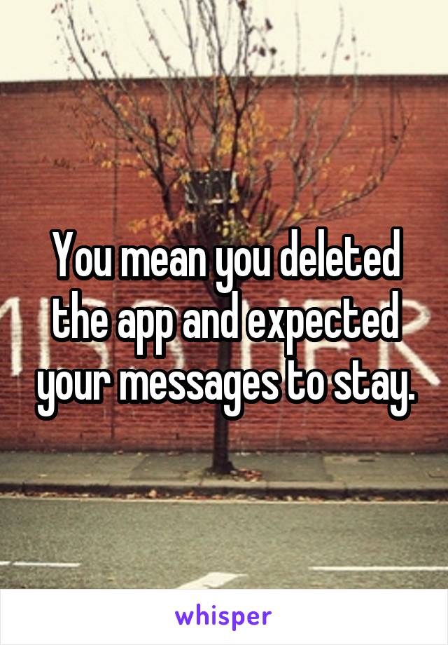 You mean you deleted the app and expected your messages to stay.