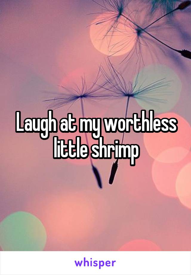 Laugh at my worthless little shrimp