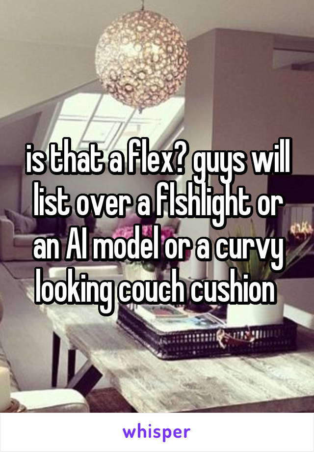 is that a flex? guys will list over a flshlight or an AI model or a curvy looking couch cushion 