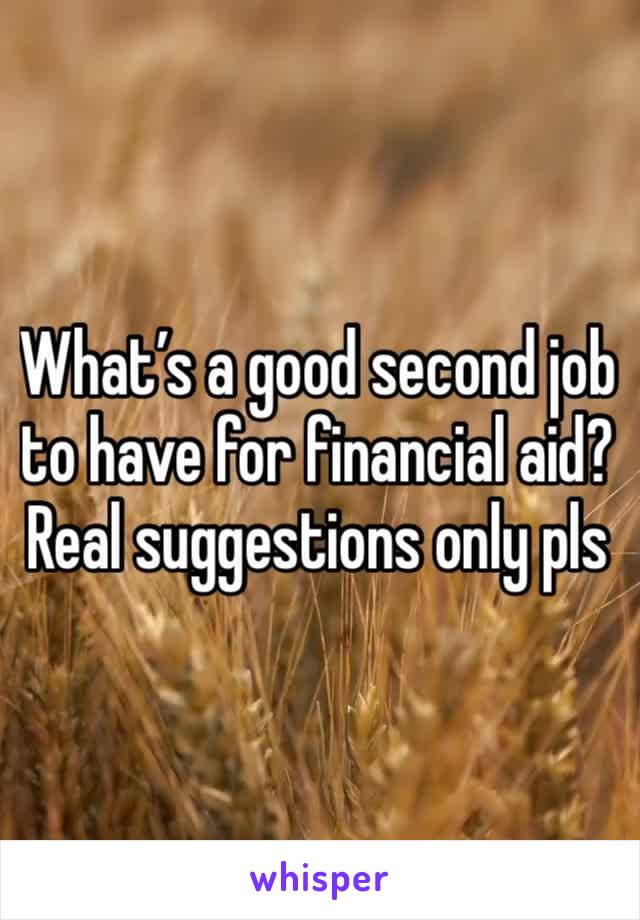 What’s a good second job to have for financial aid? Real suggestions only pls