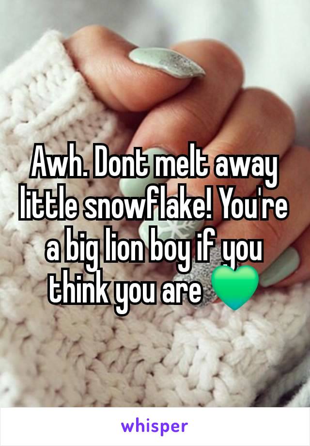 Awh. Dont melt away little snowflake! You're a big lion boy if you think you are 💚